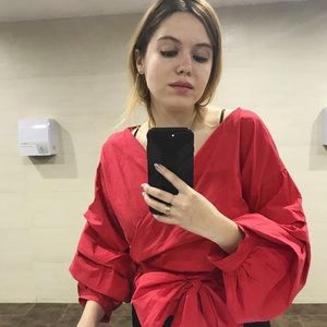 Cherry red summer salsa blouse!